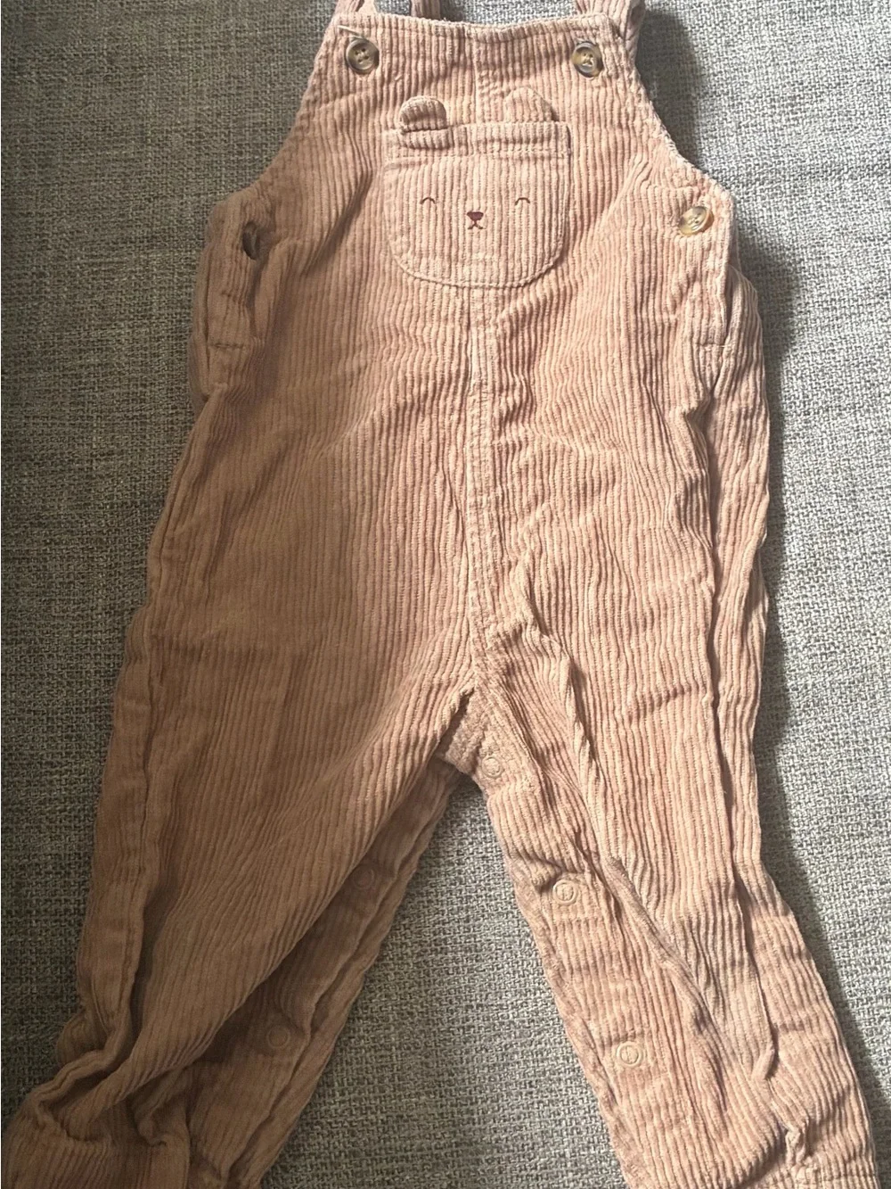 Carter's Tan Corduroy Overalls with Bear Pocket